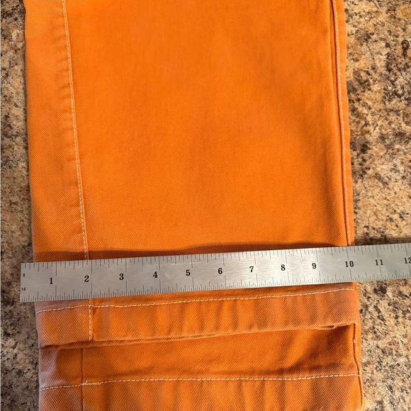 VTG Clench Jeans Mens Orange Denim Wide Baggy Skater 90s Y2K Tag Size 34x32 - Picture 8 of 16